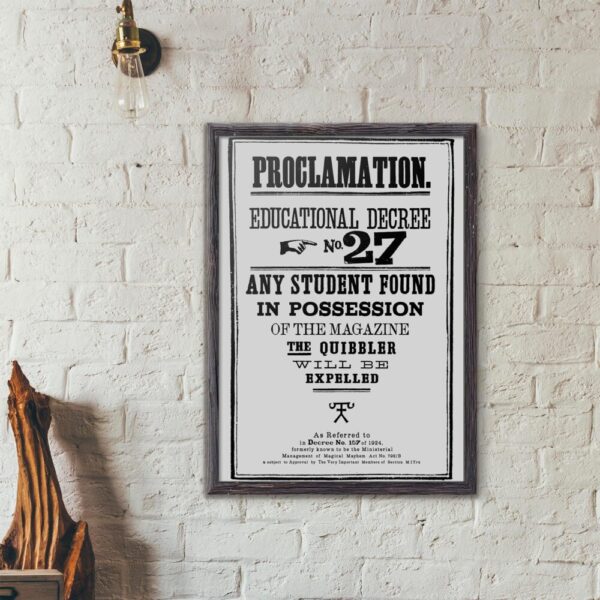 Hogwarts Proclamation No 27 30×42 cm A3 Lisanslı Kuşe Kağıt HD Baskı