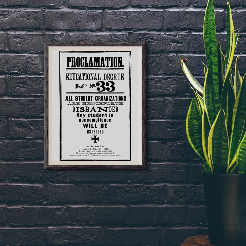 Hogwarts Proclamation No 33 50×70 cm Lisanslı Kuşe Kağıt HD Baskı