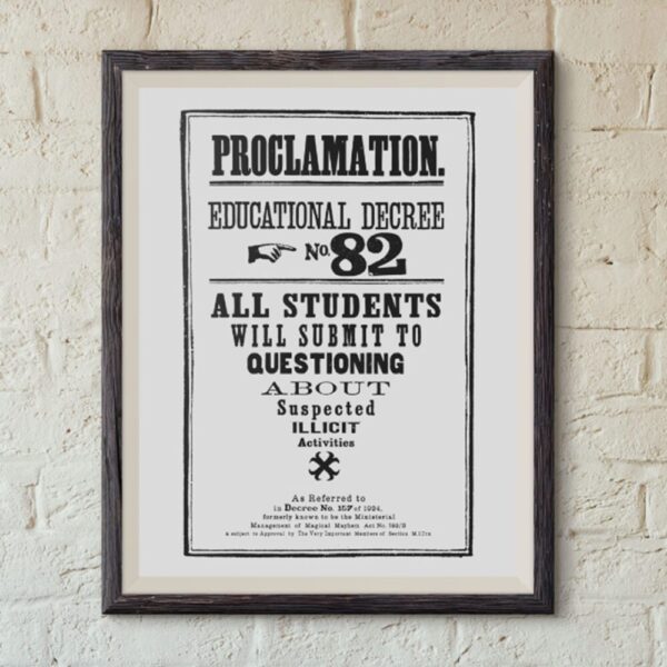 Hogwarts Proclamation No 82 30×42 cm A3 Lisanslı Kuşe Kağıt HD Baskı